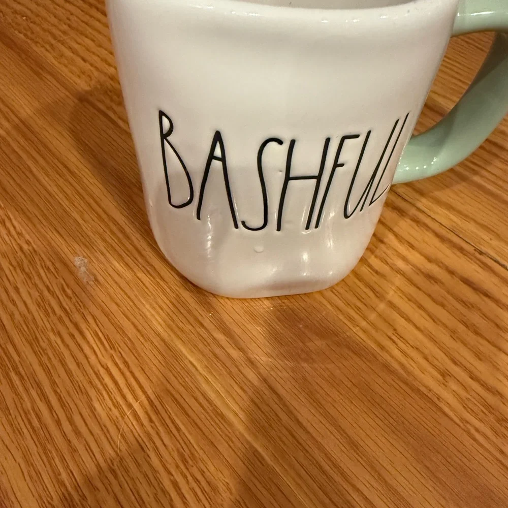 Rae Dunn Mug with Mint Handle and Bashful Design - Picture 3 of 4